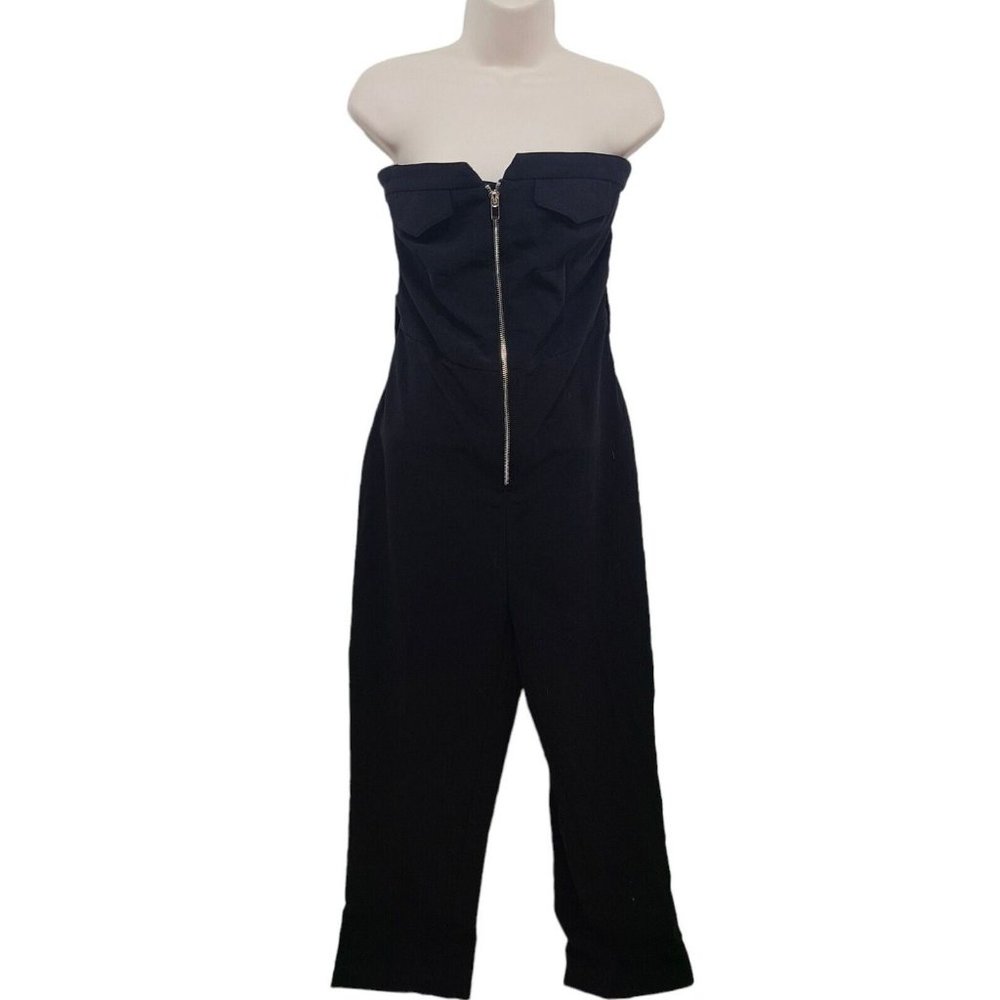 NWT LucyWhims Black Long Pants Romper Jumpsuit Pockets Sleeveless Zipper Size M